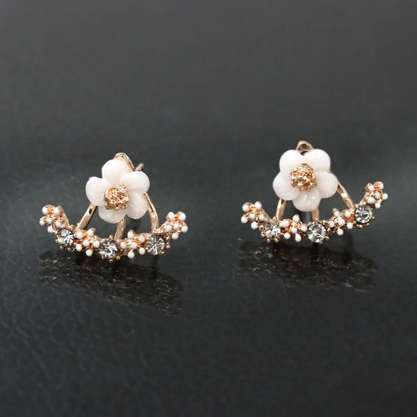 Classic Flower Rhinestone Stud Earrings - Image 3