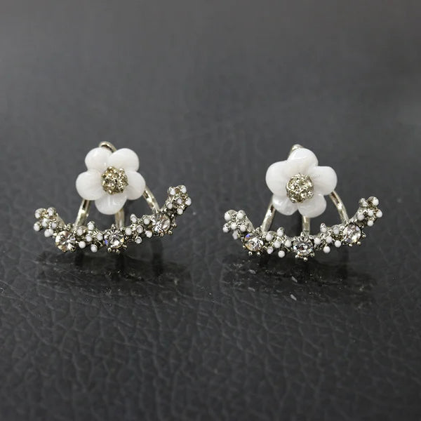 Classic Flower Rhinestone Stud Earrings - Image 5
