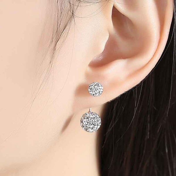Classic Round Cut Rhinestone Stud Earrings - Image 3