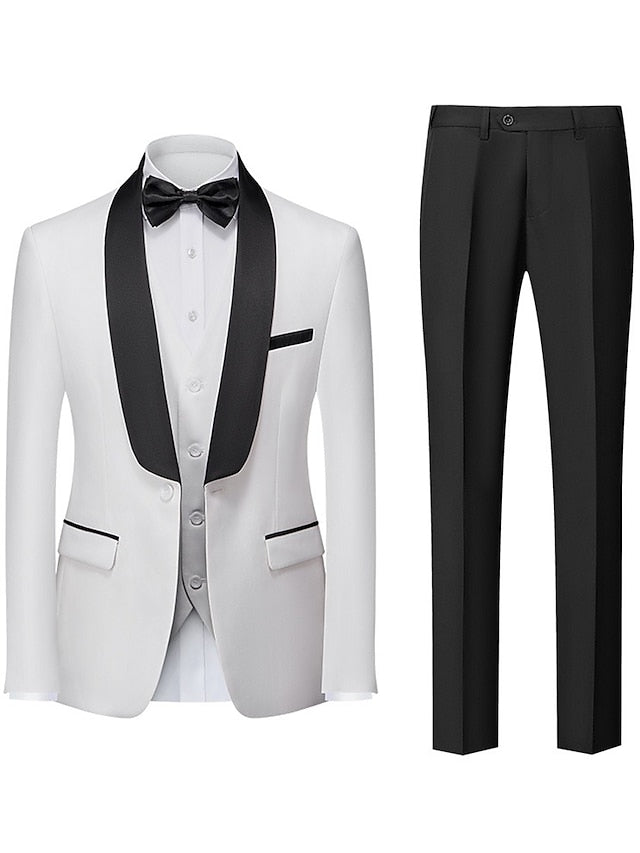 Men's Tailored Fit Single Breasted One-button 3 Pieces Wedding Suits - Image 5