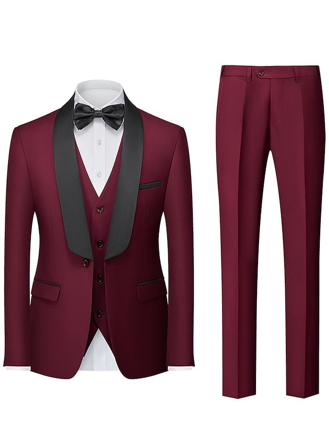 Men's Tailored Fit Single Breasted One-button 3 Pieces Wedding Suits - Image 6