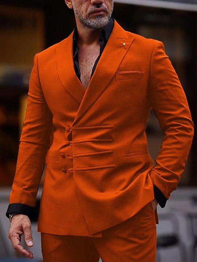 Men's Standard Fit Double Breasted Six-buttons 2 Pieces Wedding Suits - 이미지 5