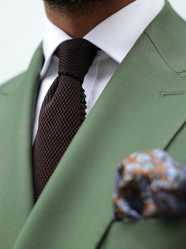 Men's Tailored Fit Double Breasted Six-buttons 2 Pieces Wedding Suits - 이미지 4