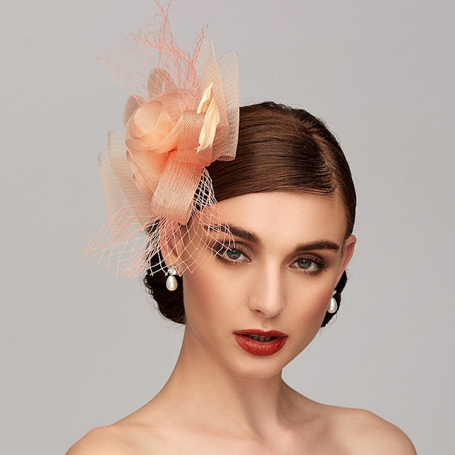 Elegant Net Mesh Tulle Fascinator Hats Headpiece Clip Headband with Bow - Image 9