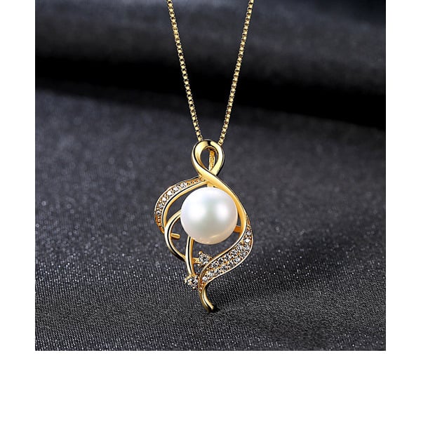 Elegant S925 Sliver Irregular Pearl Pendant Necklaces - 画像 (4)