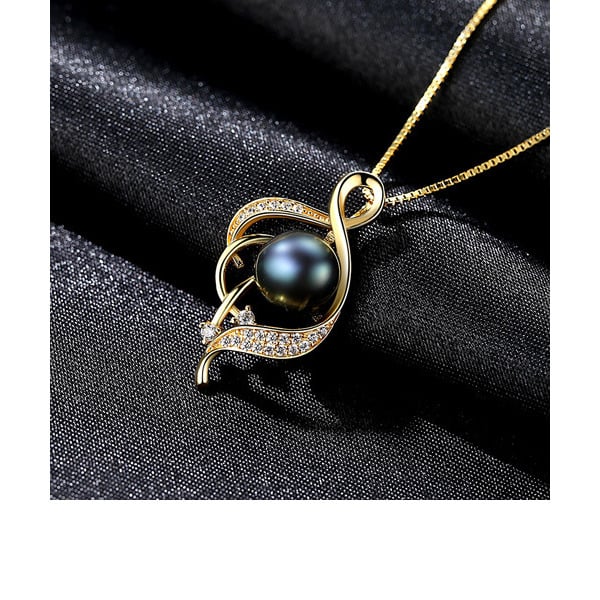 Elegant S925 Sliver Irregular Pearl Pendant Necklaces - 画像 (2)