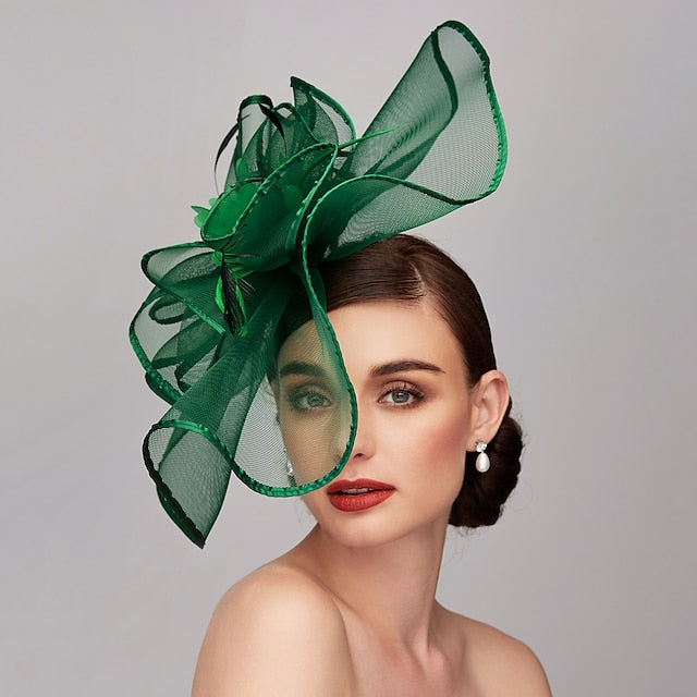 Elegant Feather Hat Fascinators Headpiece with Feather Floral Flower - Image 2
