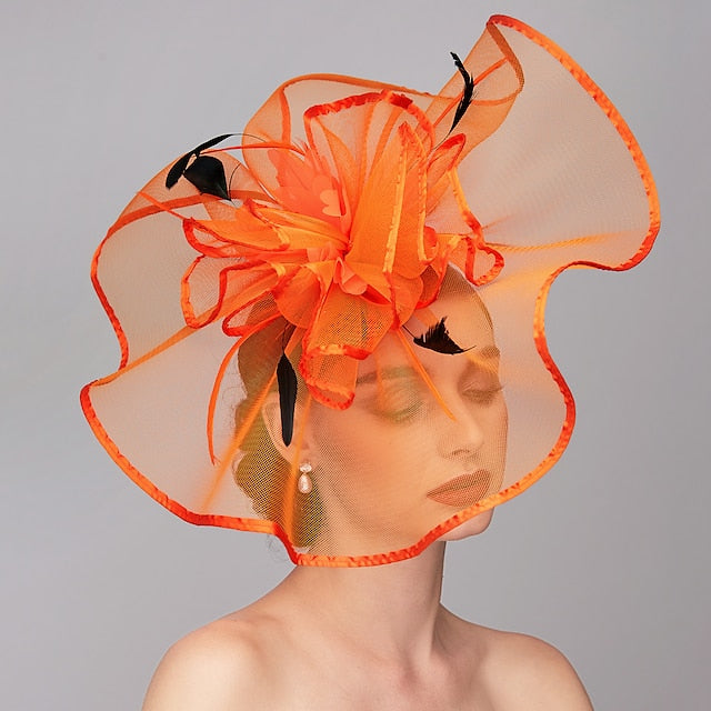 Elegant Feather Hat Fascinators Headpiece with Feather Floral Flower - Image 3