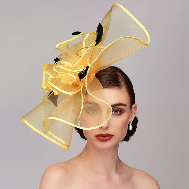 Elegant Feather Hat Fascinators Headpiece with Feather Floral Flower - Image 5