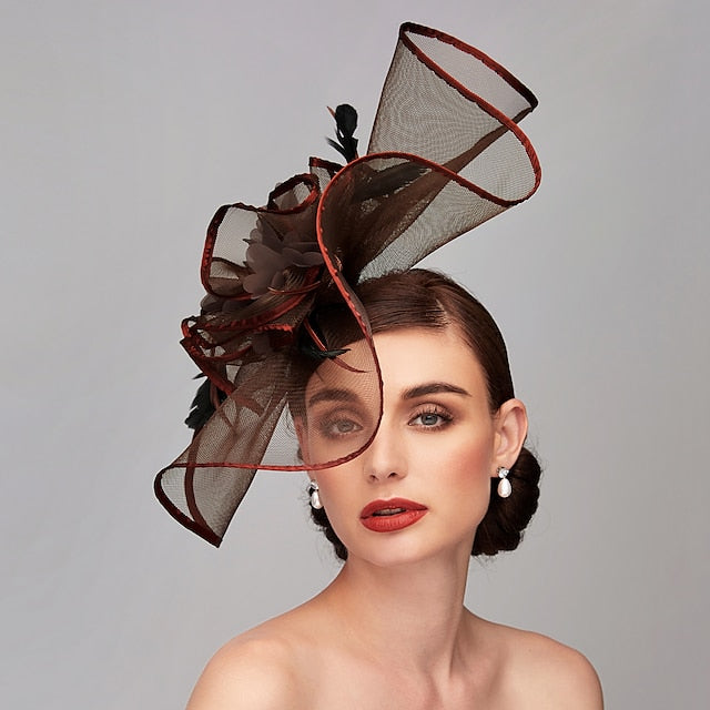 Elegant Feather Hat Fascinators Headpiece with Feather Floral Flower - Image 6