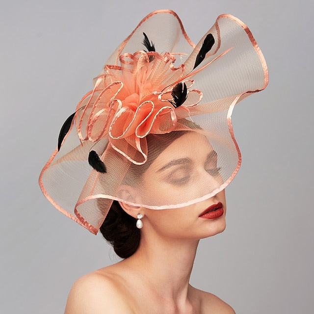 Elegant Feather Hat Fascinators Headpiece with Feather Floral Flower - Image 9