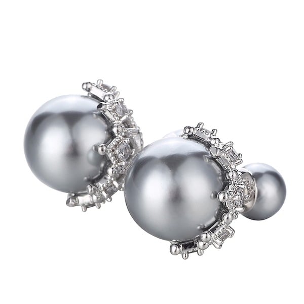 Exquisite Pearl/Rhinestone Stud Earrings - Image 5