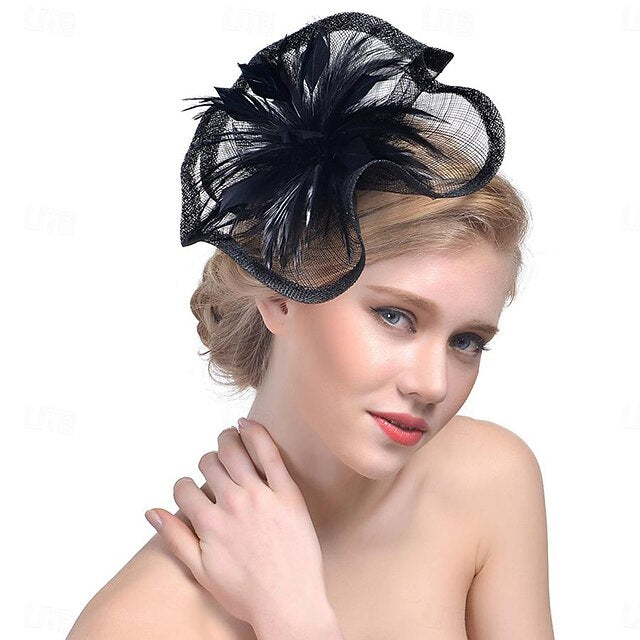 Fascinators Organza Horse Race Cocktail Elegant Vintage With Feather Bows Headpiece - 画像 (2)