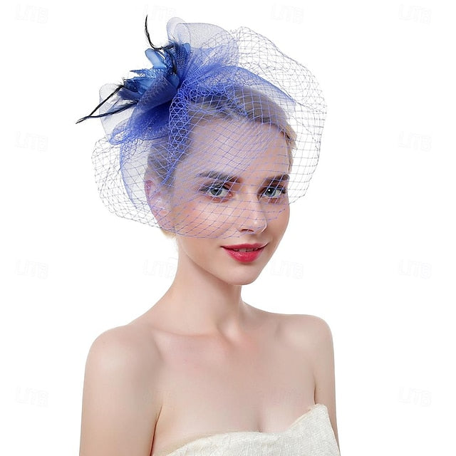 Fascinators Organza Horse Race Cocktail Elegant Vintage With Feather Bows Headpiece - 画像 (2)