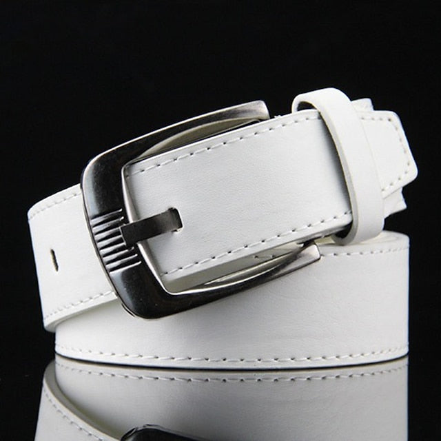 Men's Black White PU Leather Modern Daily Wear Belt - 이미지 3