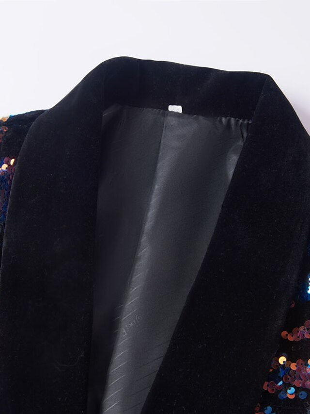 Men's Regular Fit Single Breasted One-button Sequins Jacket - 이미지 3