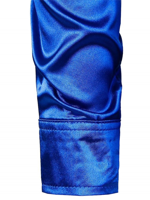 Men's Casual Polyester Long Sleeves Solid Color Shirt - Image 12