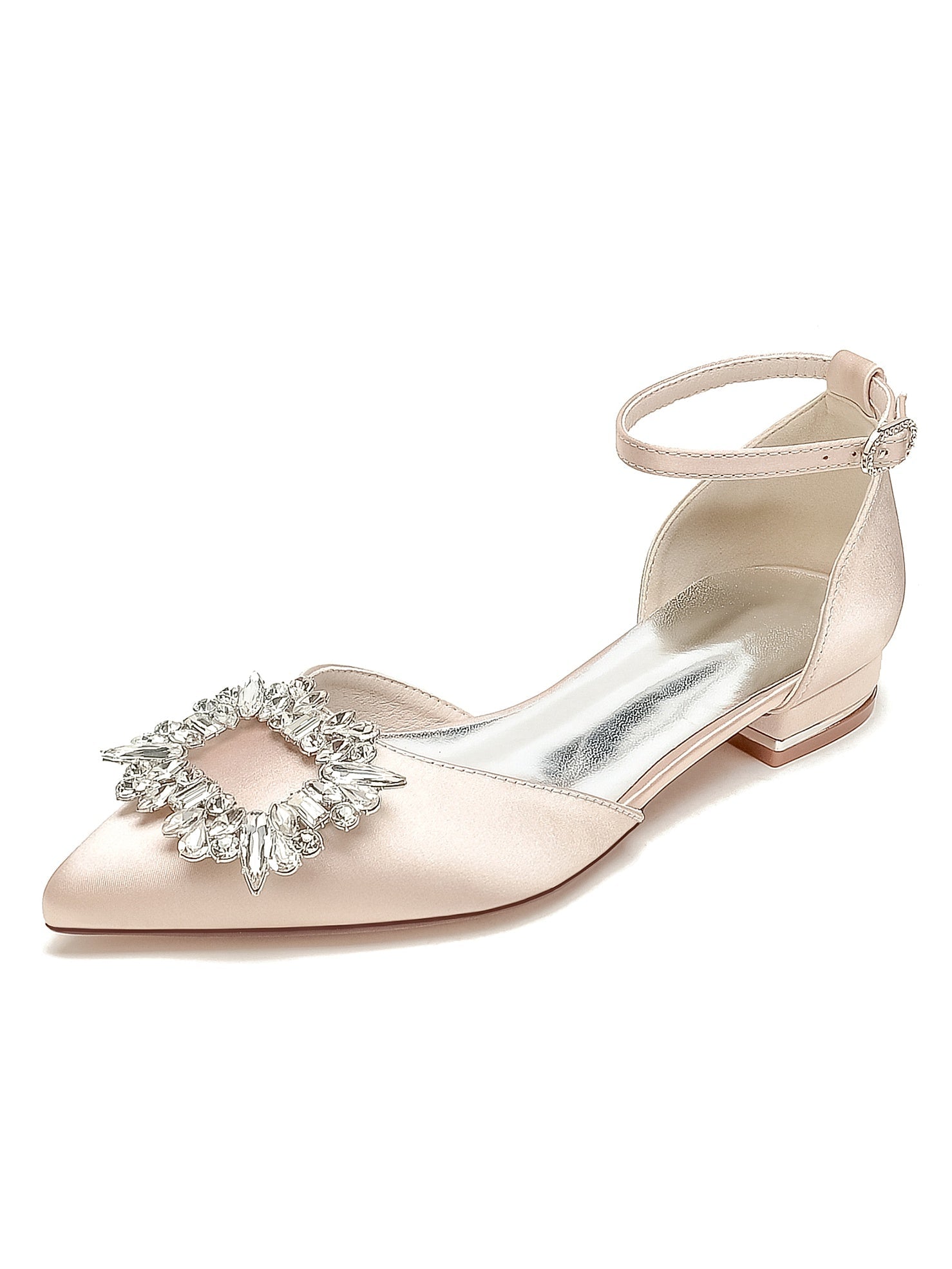 Women's Wedding Shoes Rhinestone Low Heel Pointed Toe Bridesmaid Shoes - 画像 (10)