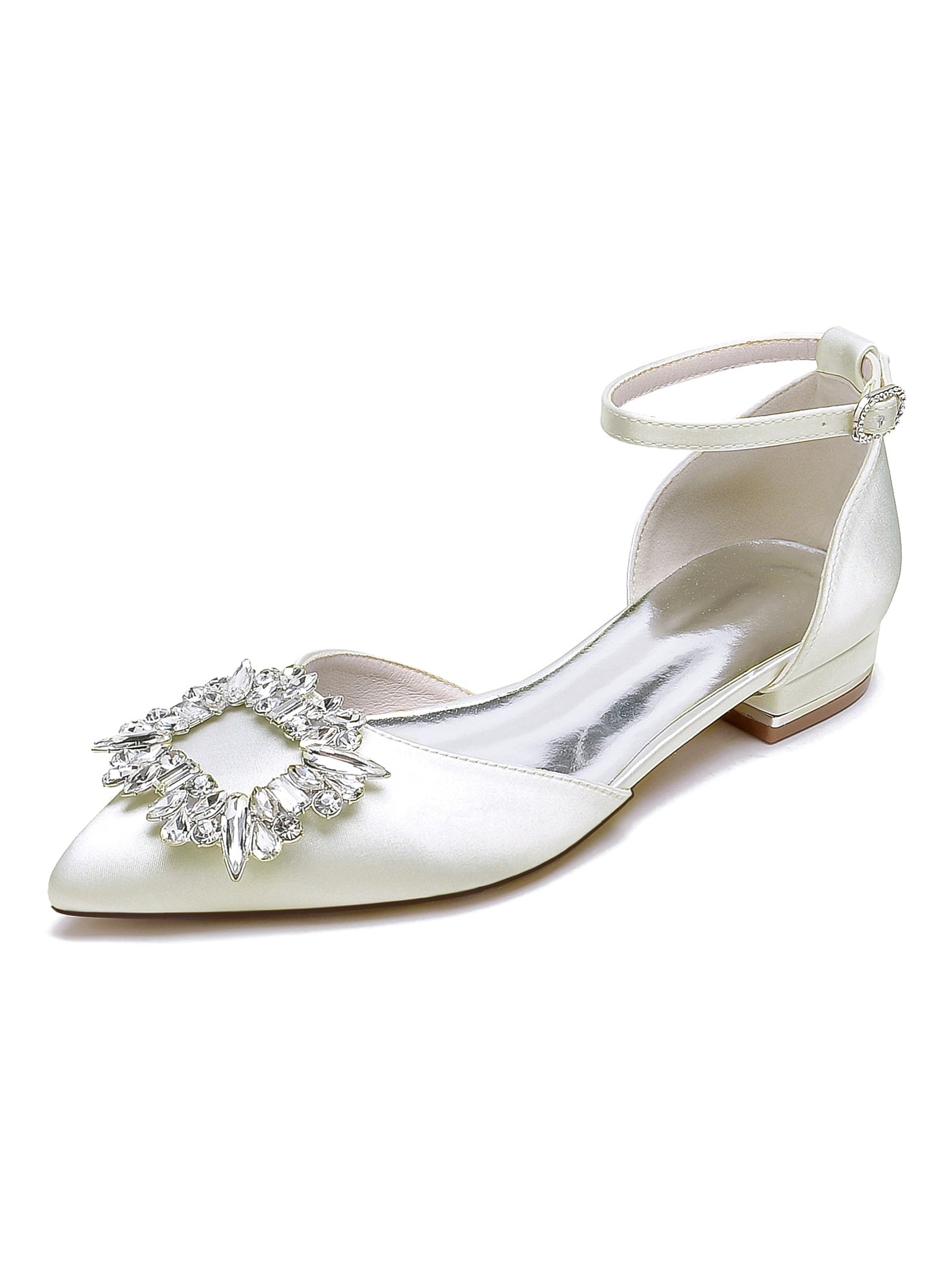 Women's Wedding Shoes Rhinestone Low Heel Pointed Toe Bridesmaid Shoes - 画像 (13)