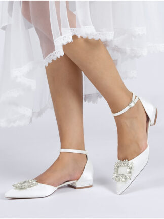 Women's Wedding Shoes Rhinestone Low Heel Pointed Toe Bridesmaid Shoes