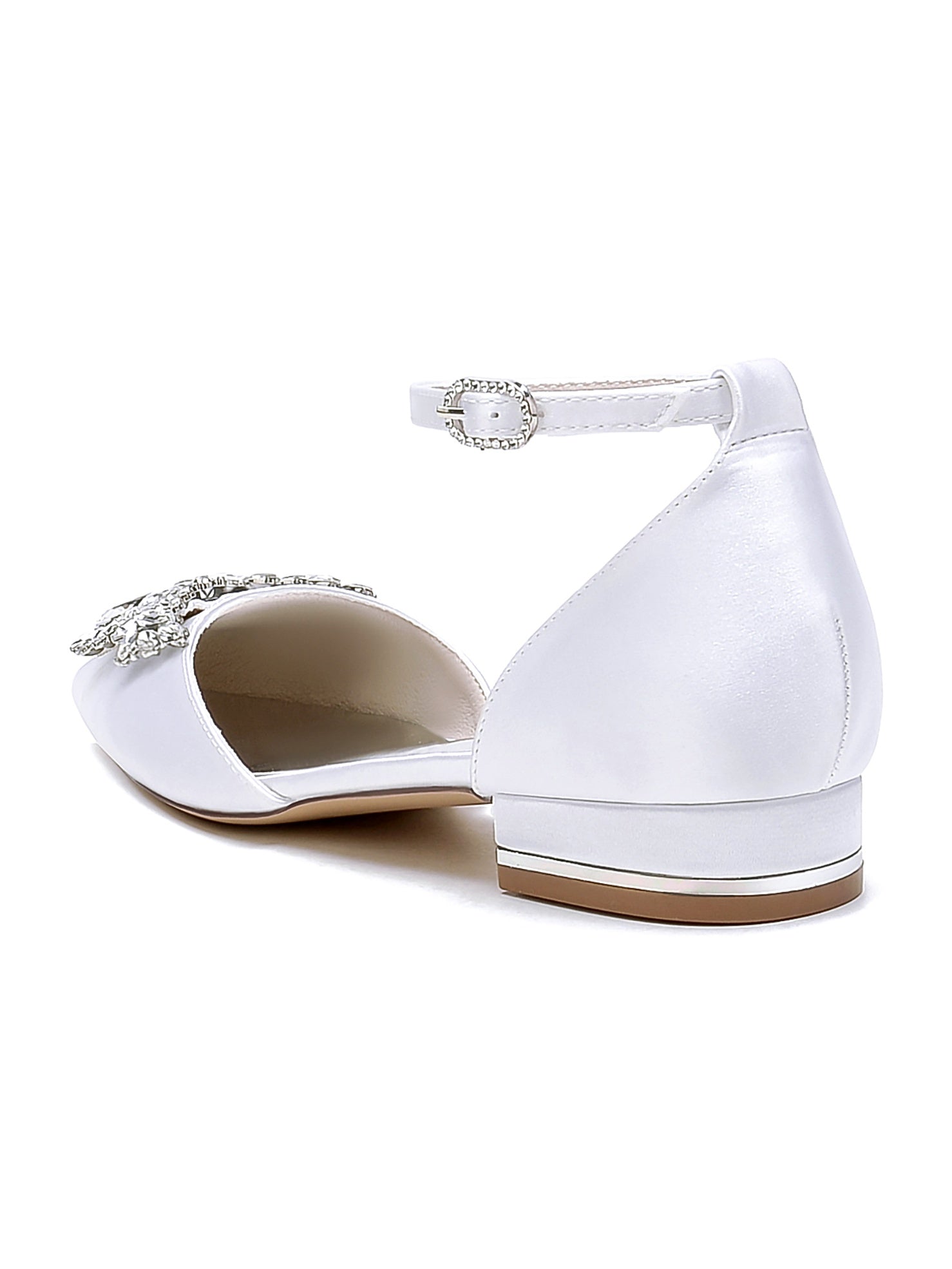 Women's Wedding Shoes Rhinestone Low Heel Pointed Toe Bridesmaid Shoes - 画像 (3)