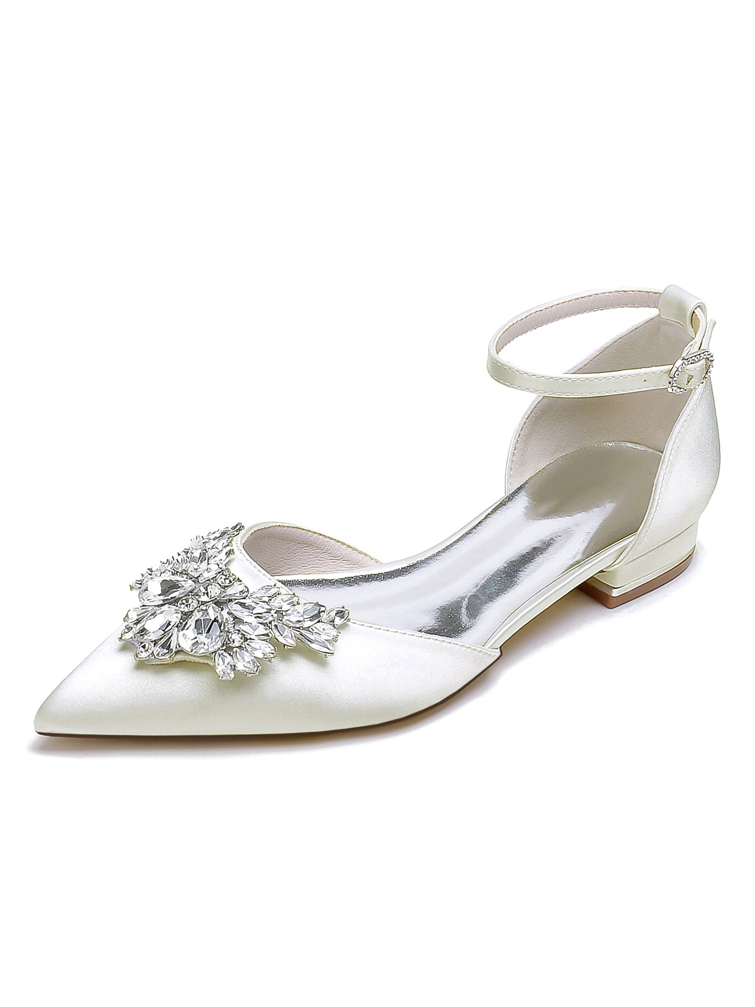 Women's Wedding Shoes Rhinestone Low Heel Pointed Toe Bridesmaid Shoes - 画像 (11)