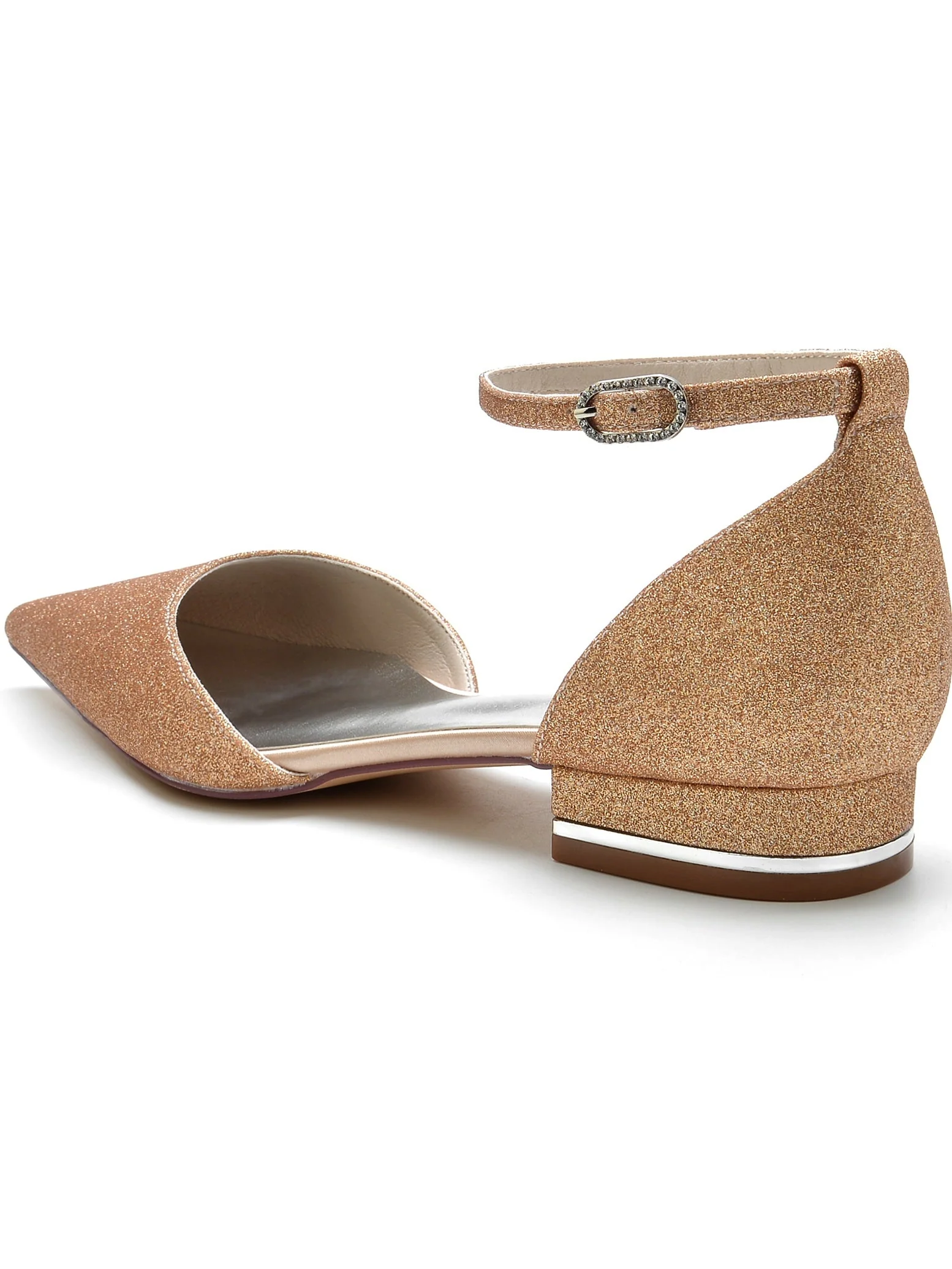 Women's Wedding Shoes Rhinestone Low Heel Pointed Toe Bridesmaid Shoes - Image 3