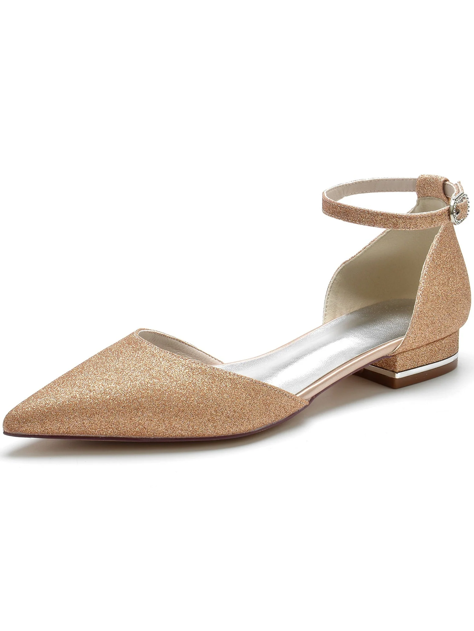 Women's Wedding Shoes Rhinestone Low Heel Pointed Toe Bridesmaid Shoes - Image 2