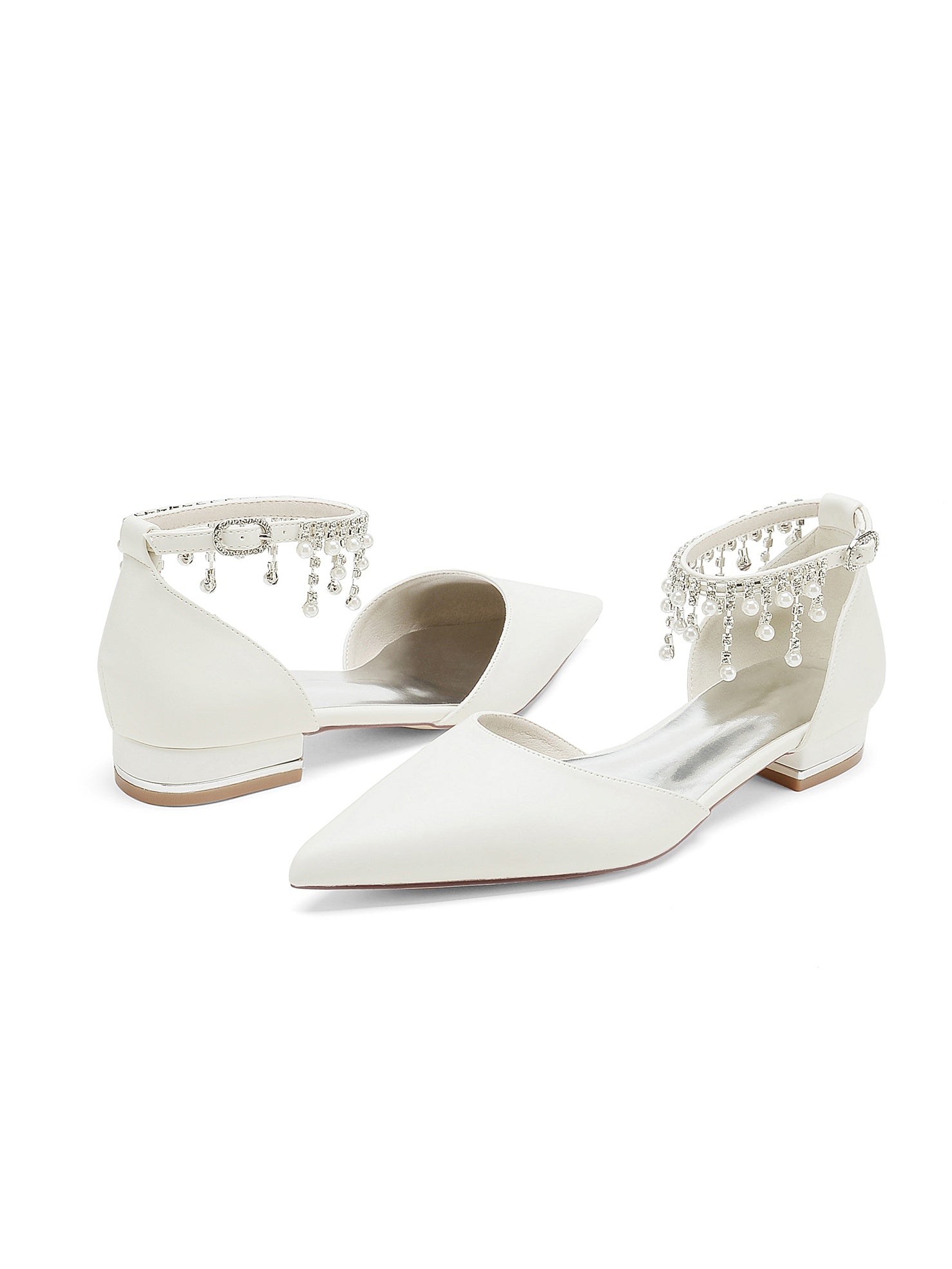 Women's Wedding Shoes Rhinestone Low Heel Pointed Toe Bridesmaid Shoes - Image 5