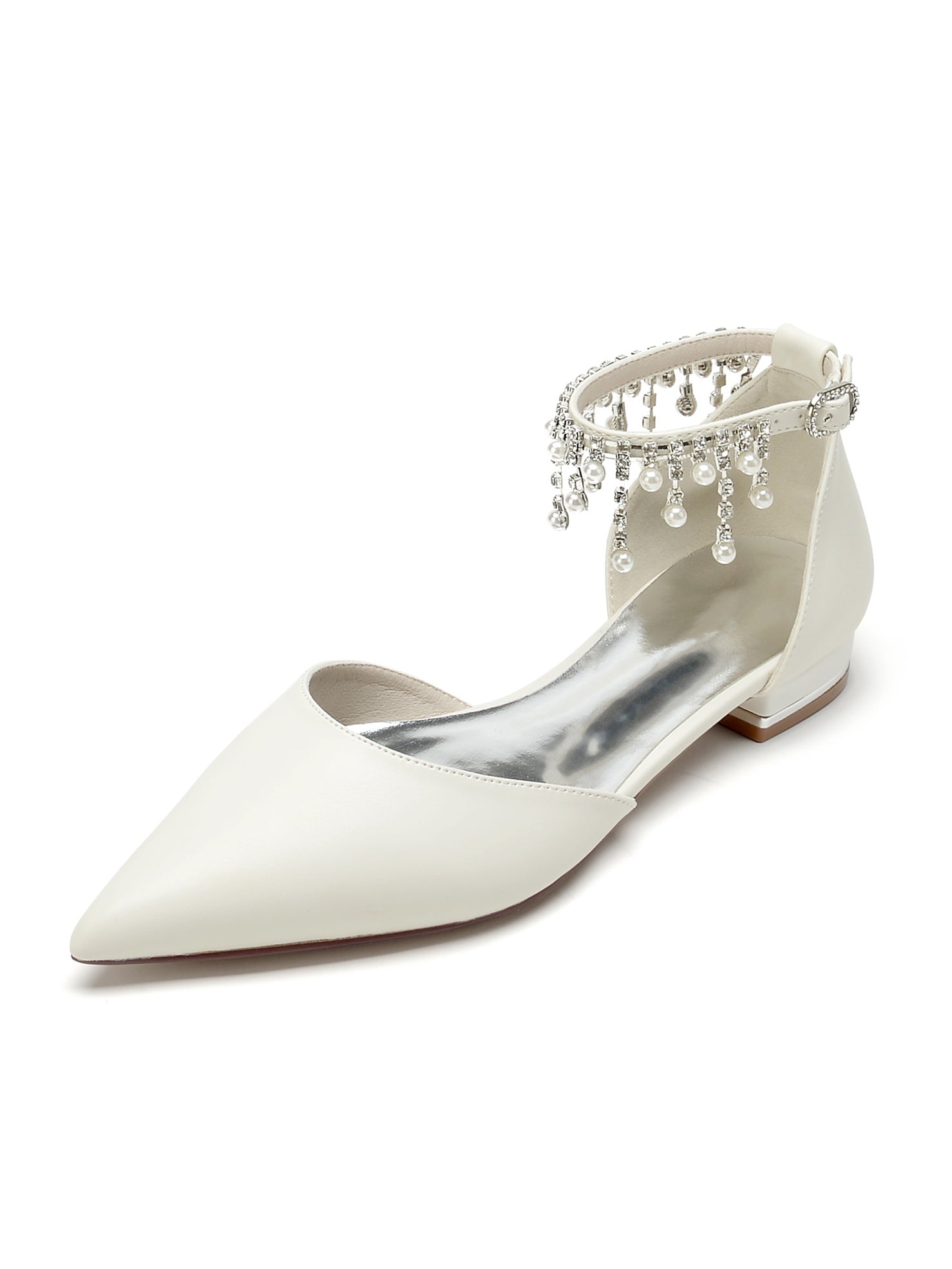 Women's Wedding Shoes Rhinestone Low Heel Pointed Toe Bridesmaid Shoes - Image 7