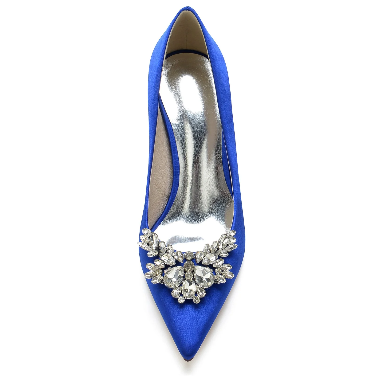 Women's Wedding Shoes Silk Satin Crystal Swing Stiletto Pointed Toe Bridal Shoes - Image 3