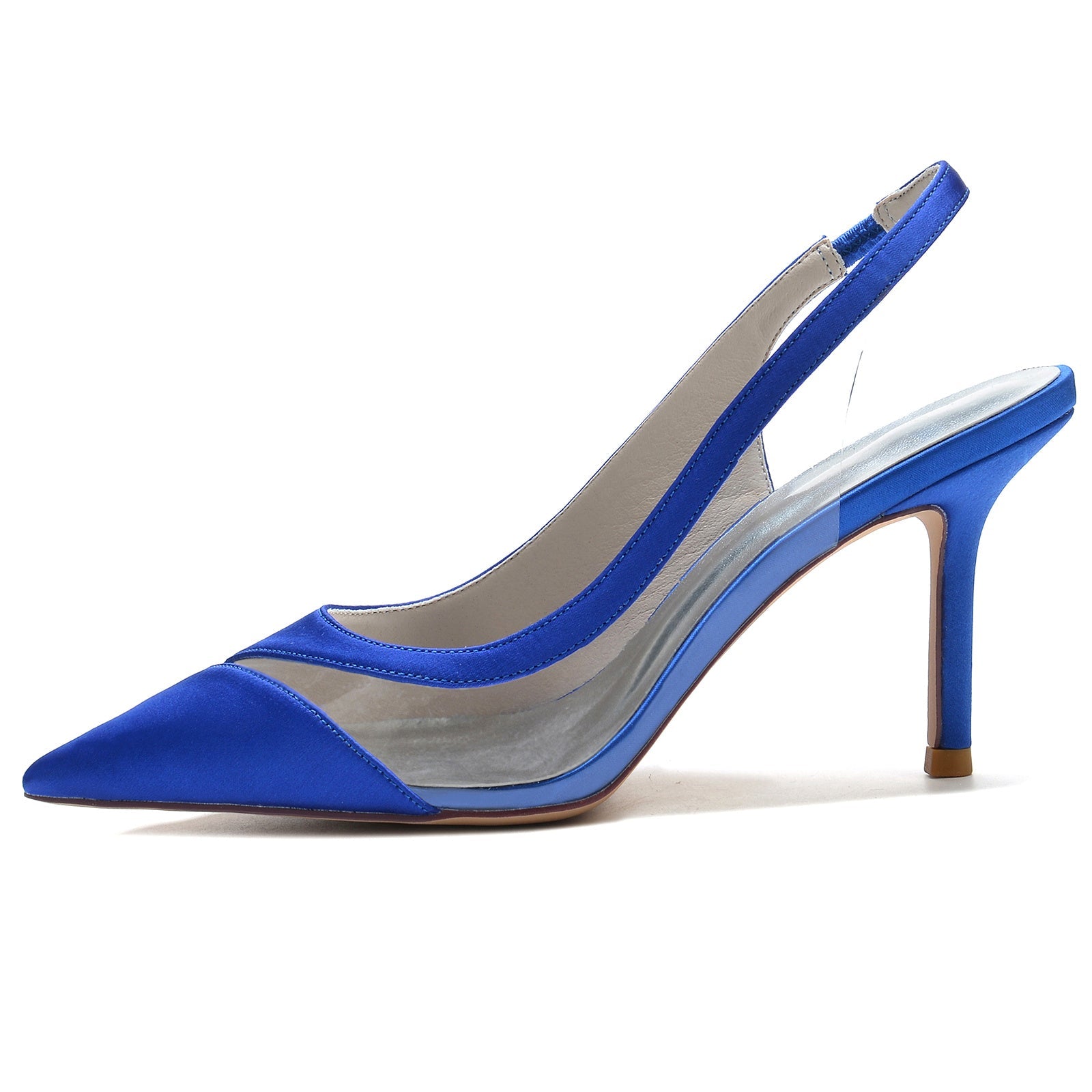 Women's Wedding Shoe Silk Satin Pointed Toe Stiletto Rubber Buckle Bridal Shoes - Image 5