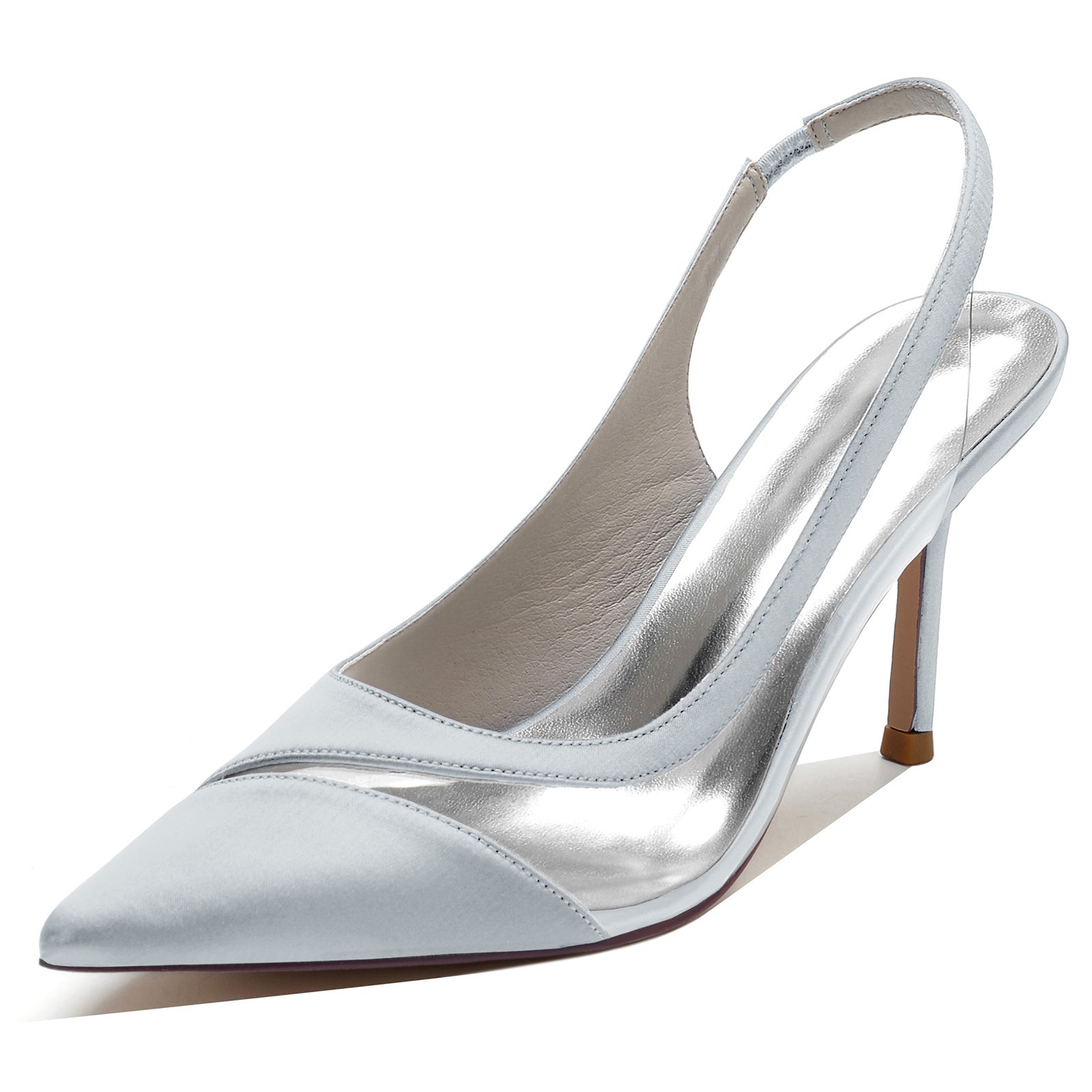 Women's Wedding Shoe Silk Satin Pointed Toe Stiletto Rubber Buckle Bridal Shoes - Image 12