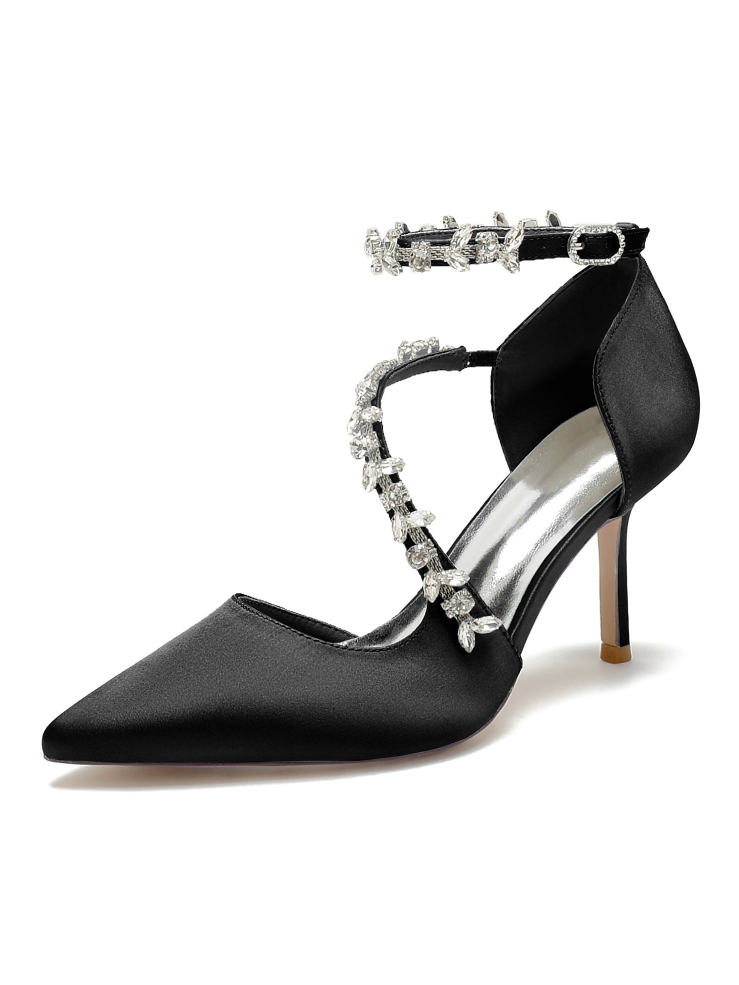 Women's Wedding Shoes Rhinestone High Heel Pointed Toe Bridesmaid Shoes - 画像 (6)