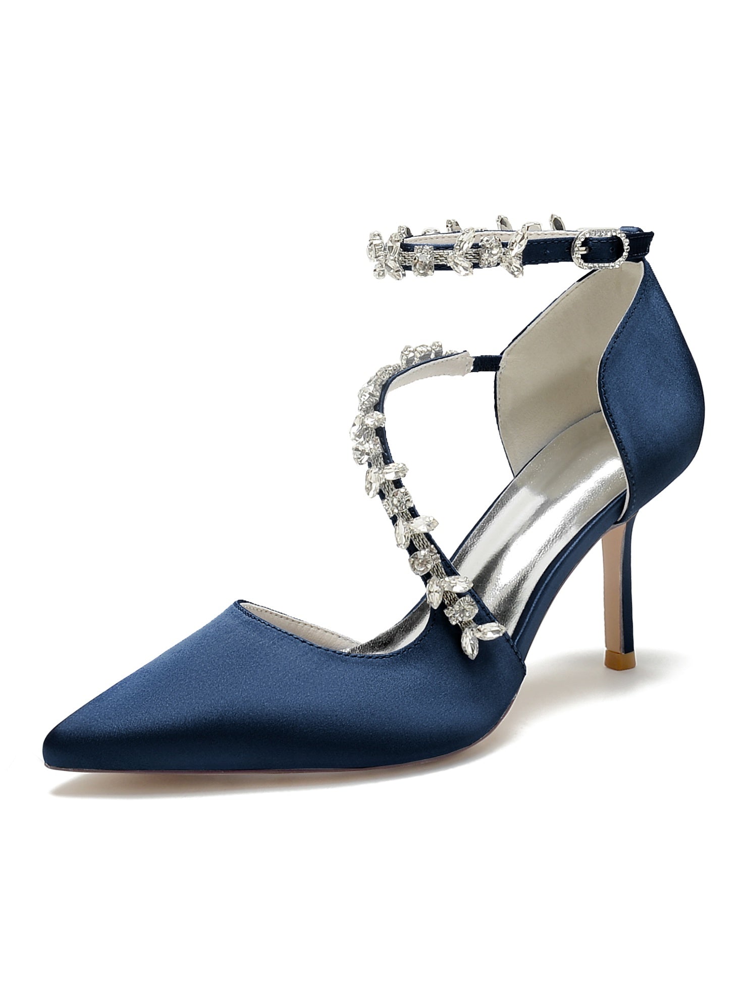 Women's Wedding Shoes Rhinestone High Heel Pointed Toe Bridesmaid Shoes - 画像 (9)