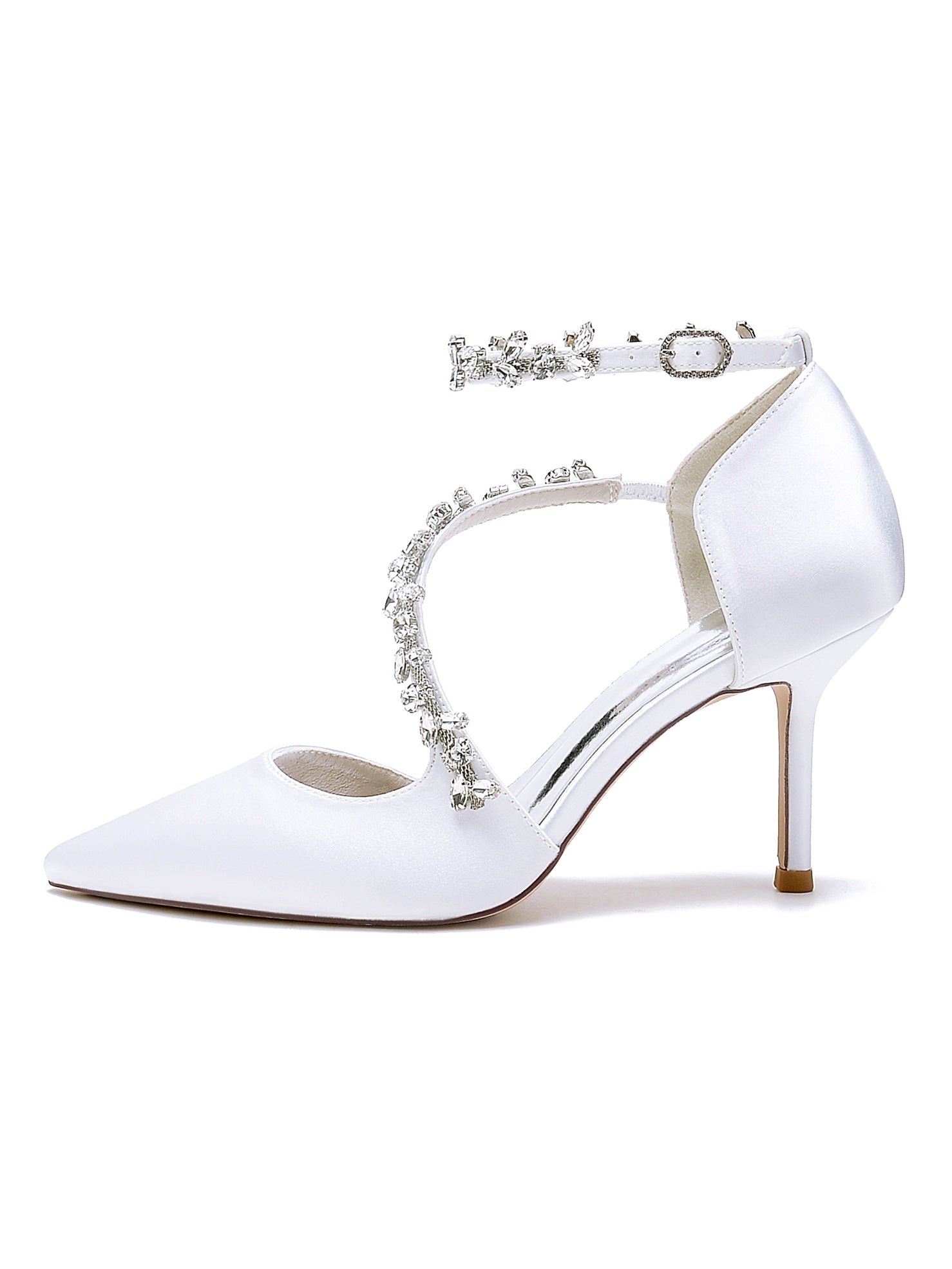 Women's Wedding Shoes Rhinestone High Heel Pointed Toe Bridesmaid Shoes - 画像 (3)