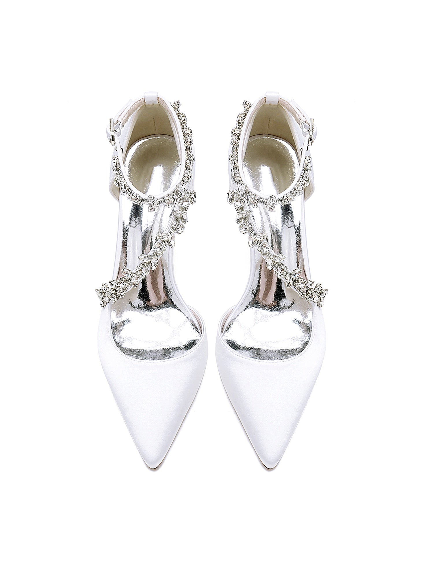 Women's Wedding Shoes Rhinestone High Heel Pointed Toe Bridesmaid Shoes - 画像 (2)