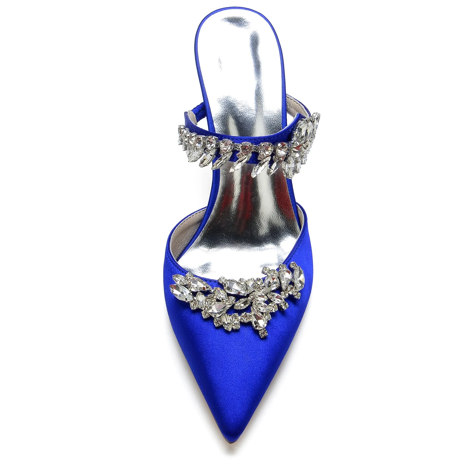 Women's Wedding Shoes Crystal Mules Pointed Toe Stiletto Buckle Bridal Shoes - Image 11