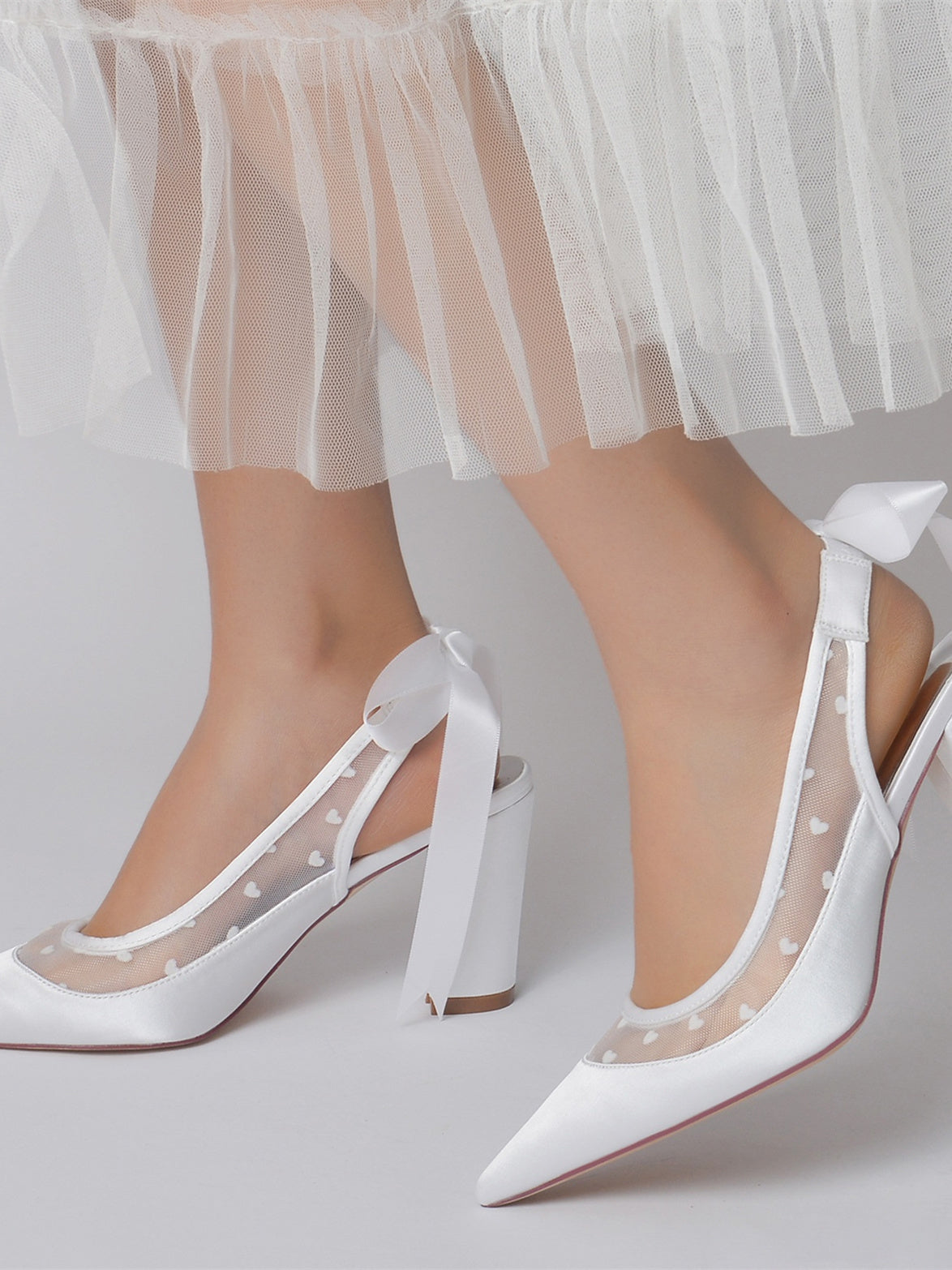 Women's Wedding Lace High Heel Pointed Toe Bridesmaid Shoes - 画像 (7)