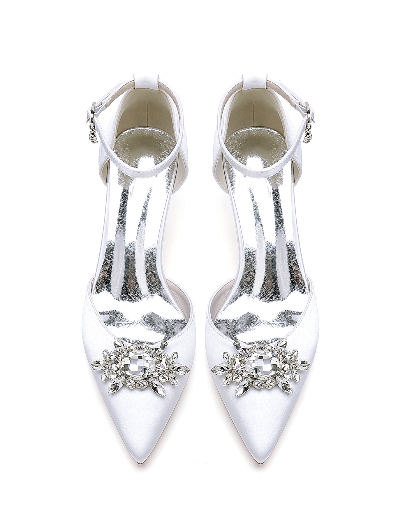 Women's Wedding Shoes Rhinestone Pointed Toe High Heel Bridal Shoes - 이미지 3