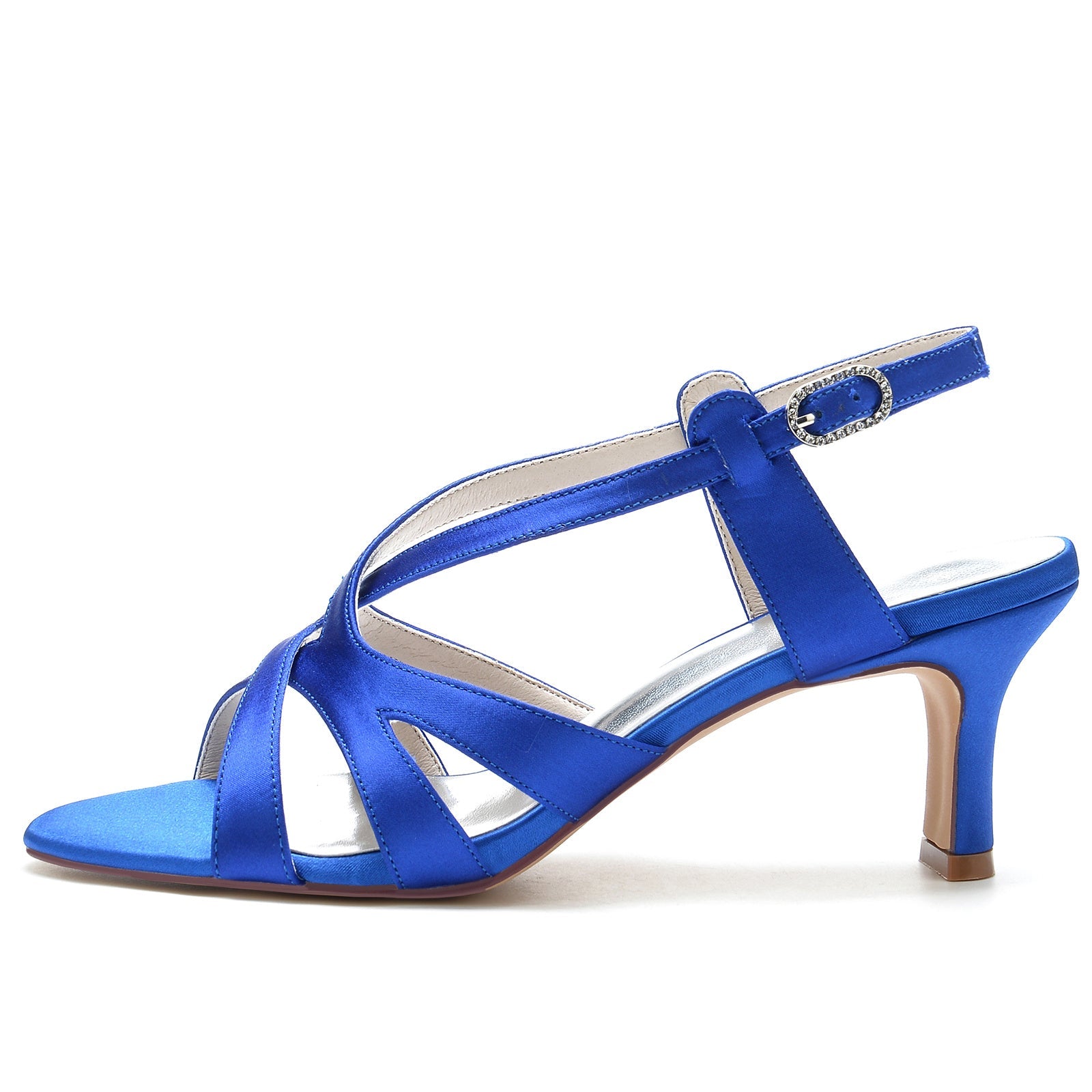 Women's Wedding Shoes Opened Toe Crossed Buckle Mid Heel Minimalism Bridal Shoes - 이미지 4