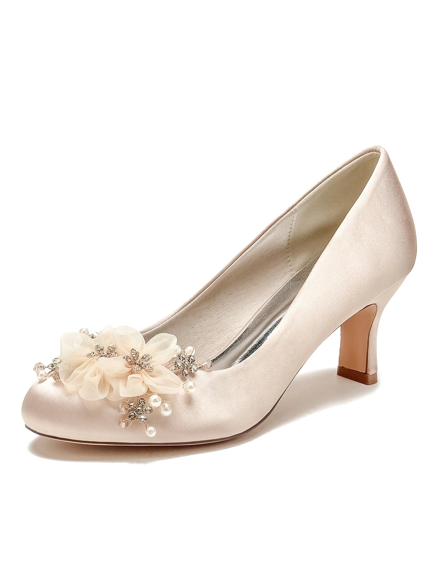 Women's Wedding Applique Mid Heel Pointed Toe Bridesmaid Shoes - 이미지 9