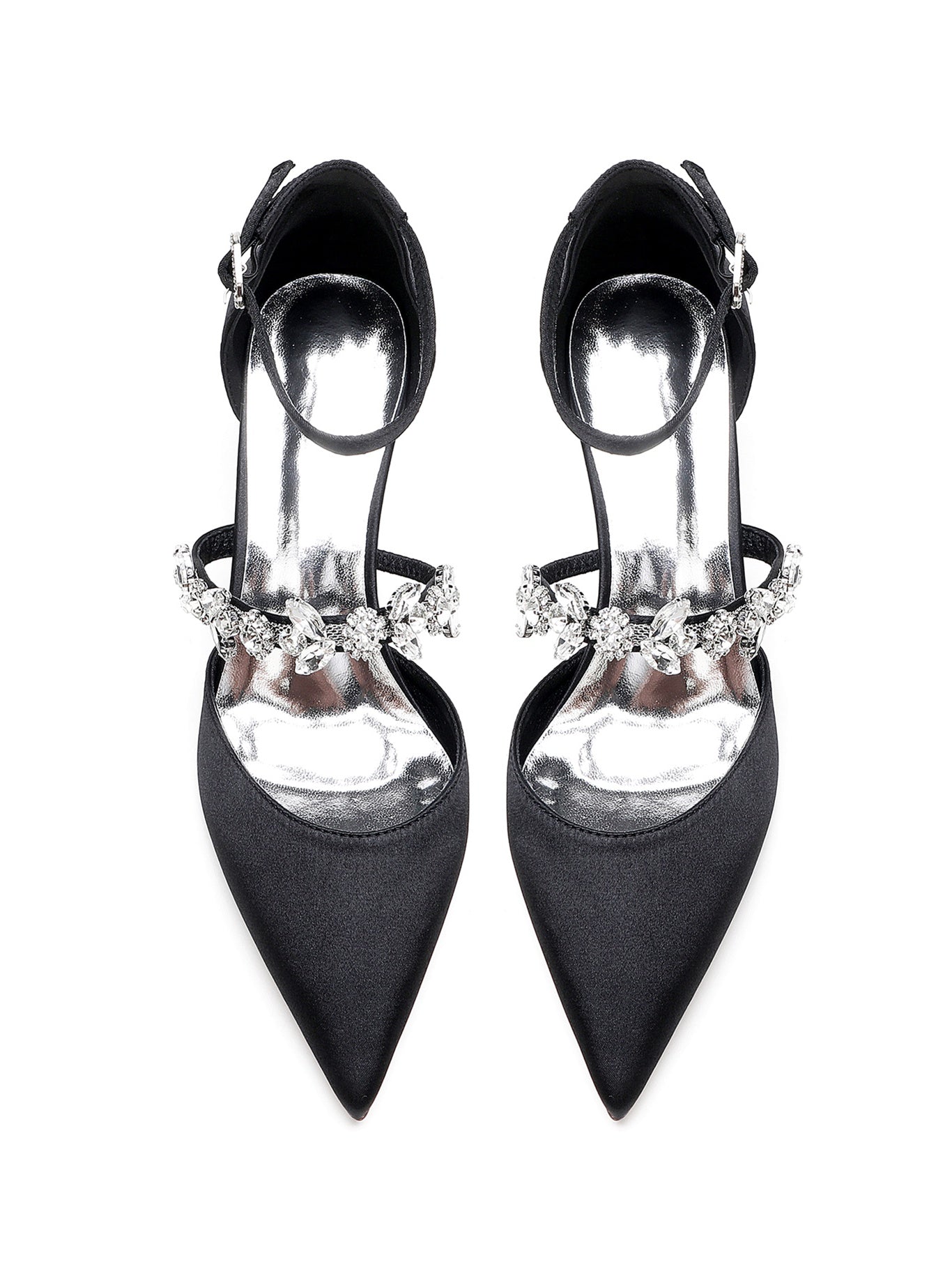 Women's Rhinestone Flat Heel Pointed Toe Bridesmaid Shoes - Image 5