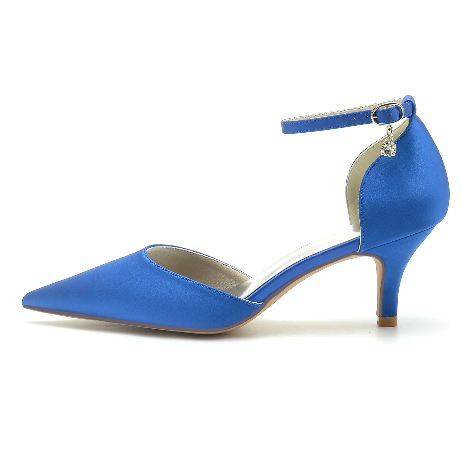 Women's Wedding Shoes Rhinestone Mid Heel Pointed Toe Buckle Bridal Shoes - 画像 (3)