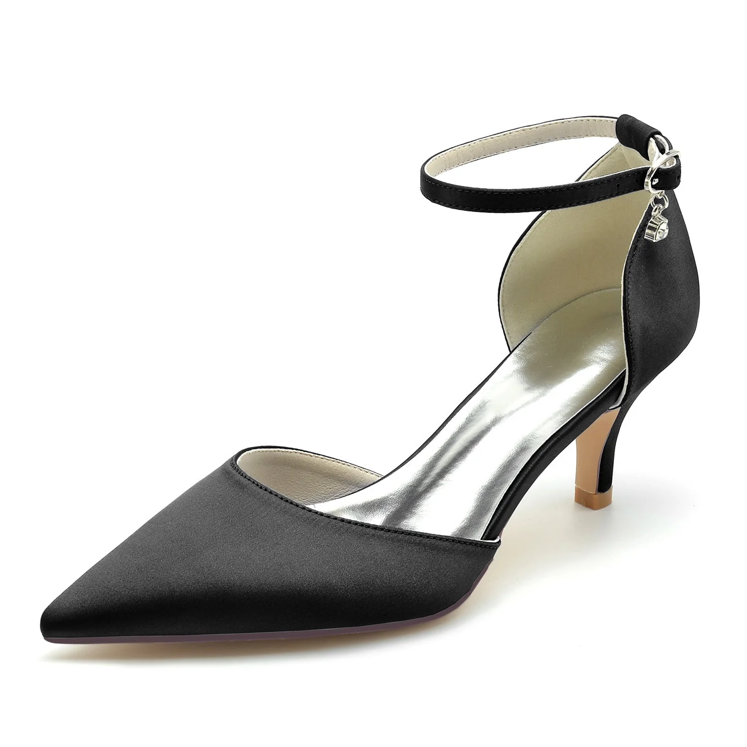 Women's Wedding Shoes Rhinestone Mid Heel Pointed Toe Buckle Bridal Shoes - 画像 (6)