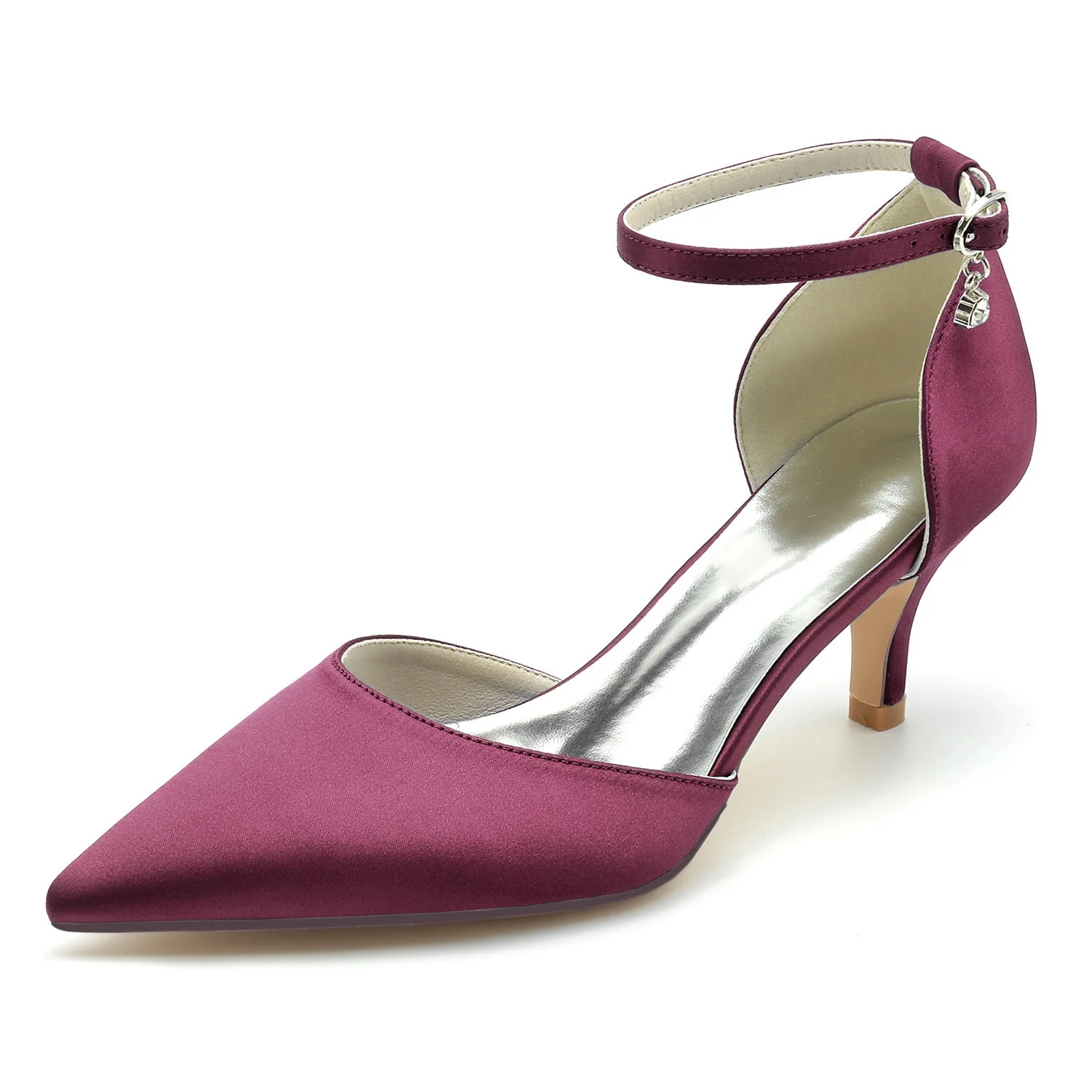 Women's Wedding Shoes Rhinestone Mid Heel Pointed Toe Buckle Bridal Shoes - 画像 (7)