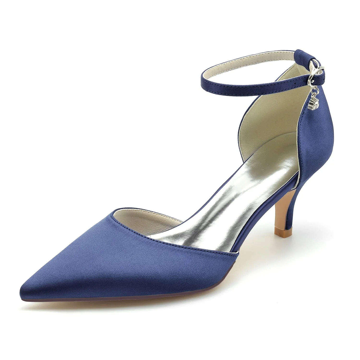 Women's Wedding Shoes Rhinestone Mid Heel Pointed Toe Buckle Bridal Shoes - 画像 (9)