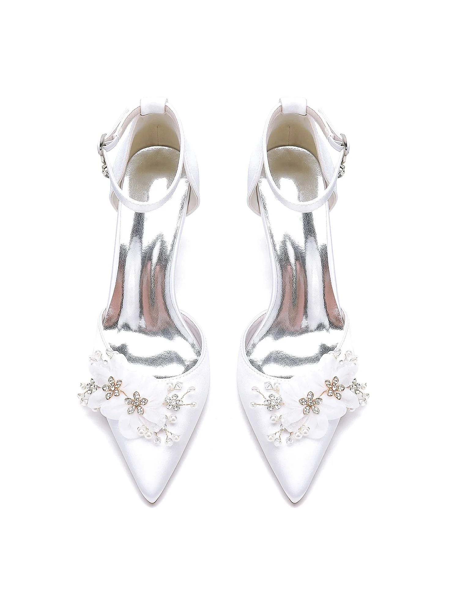Women's Wedding Shoes Rhinestone Mid Heel Pointed Toe Bridal Shoes - Image 2