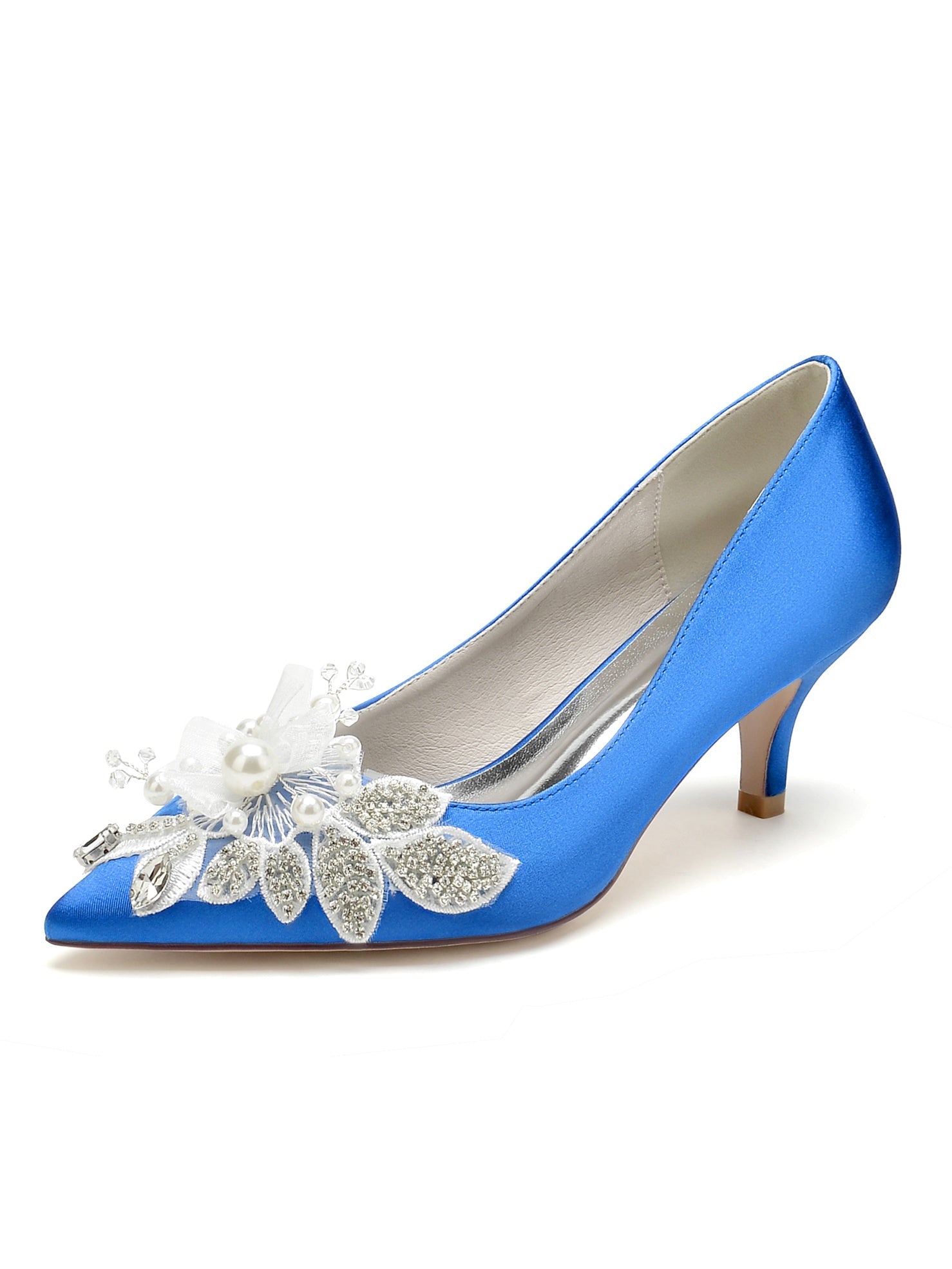 Women's Wedding Shoes Applique Pointed Toe Mid Heel Bridal Shoes - Image 12
