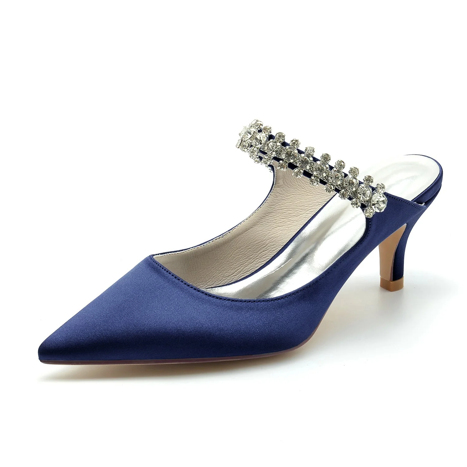 Women's Wedding Shoes Rhinestone Mid Heel Pointed Toe Comfortable Bridal Shoes - Image 6